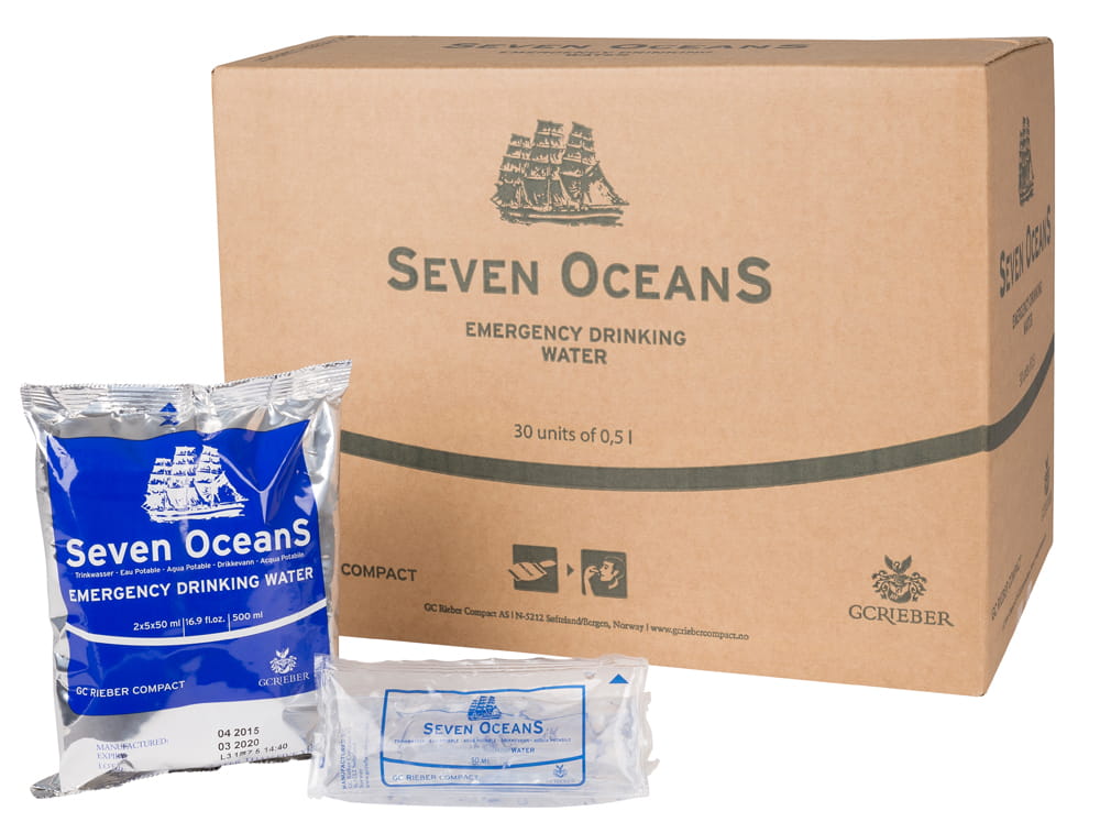 Seven OceanS Emergency Drinking Water 30x500ml NATO 5-Year Shelf Life Norway NSN